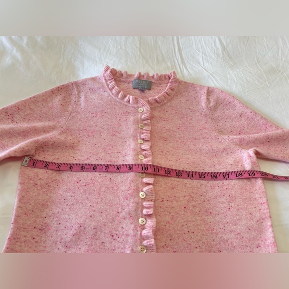 PURE COLLECTION | Women’s SZ 12 | Pink Cashmere Ruffle Trim Cardigan Sweater EUC - Picture 4 of 12
